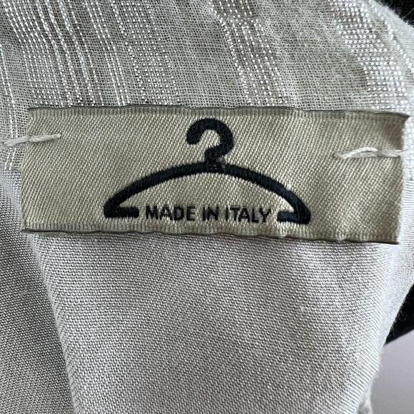 Made in Italy Women's Gray Silver Metallic Roll-Tab Sleeve Button-Up Shirt XL - Picture 5 of 6